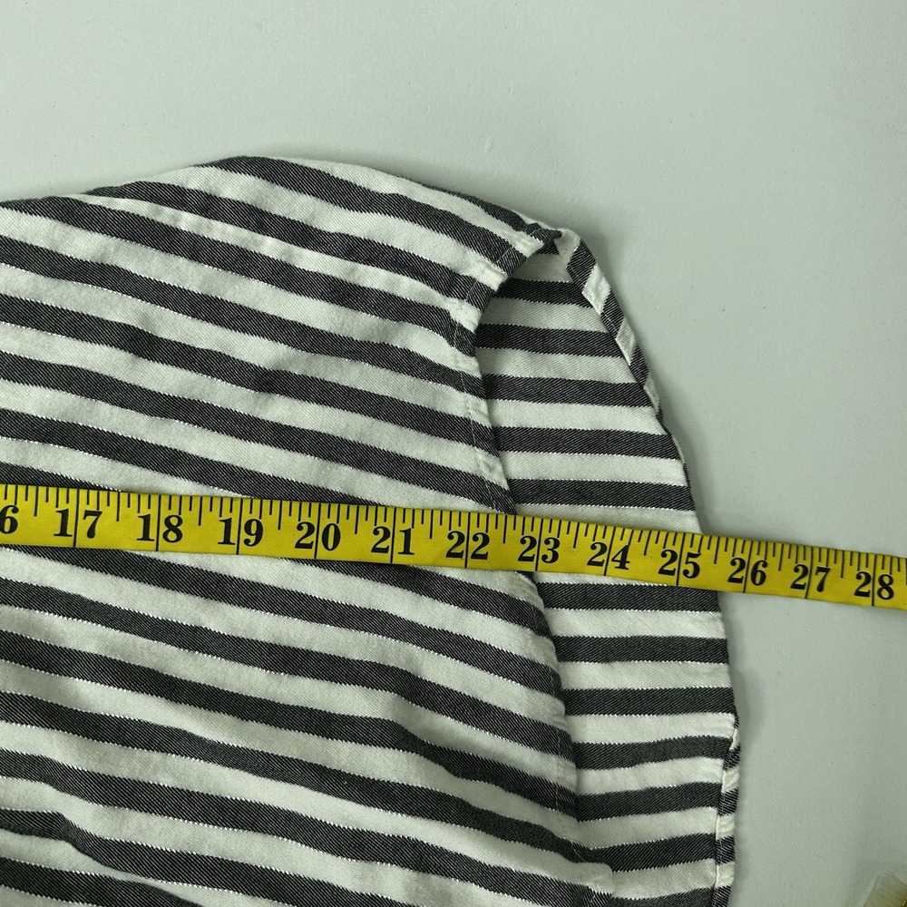 Victorias Secret Pajama Shirt Top Womens Medium White Gray Stripe Soft Button - Picture 11 of 12